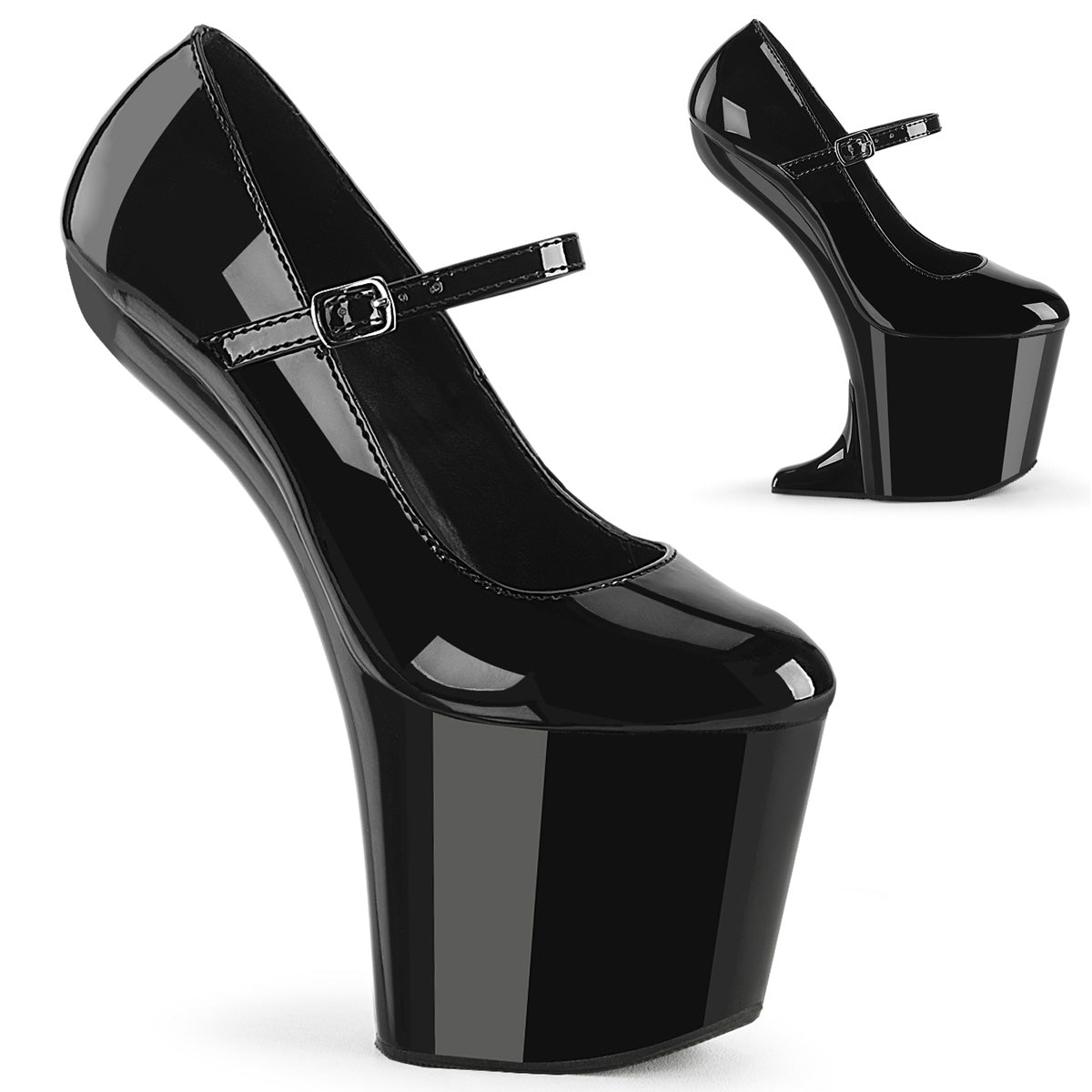 Pleasers Craze-880 - Blk Pat/Blk