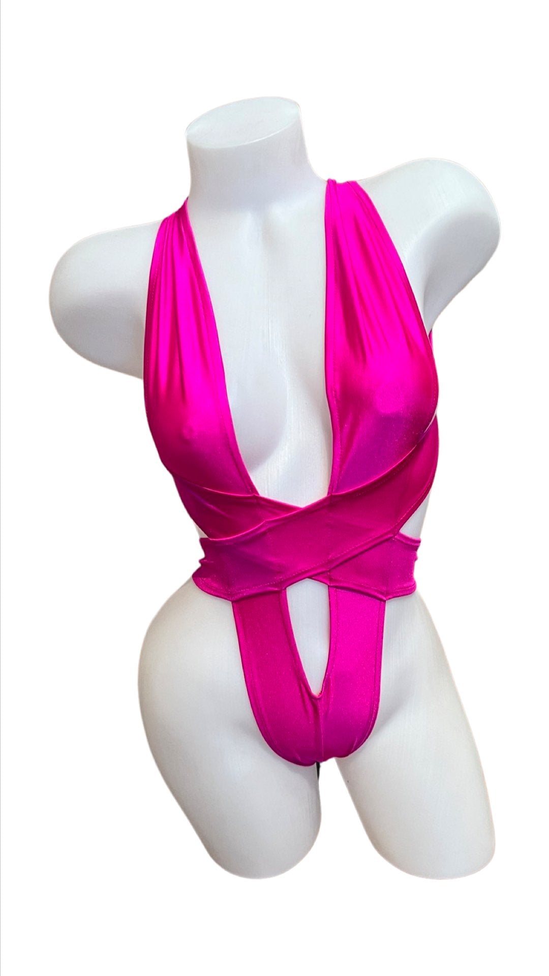 Criss Cross Bodysuit Fuchsia - Model Express VancouverBikini