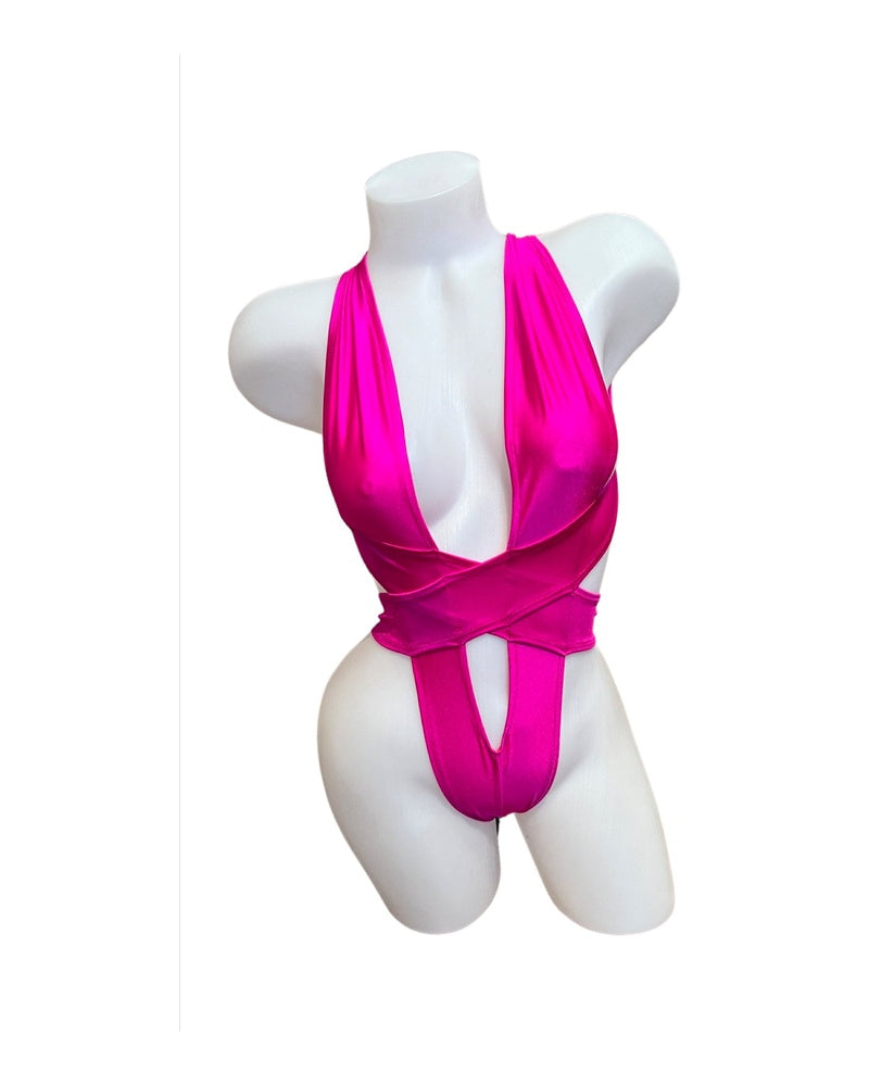 Criss Cross Bodysuit Fuchsia - Model Express Vancouver