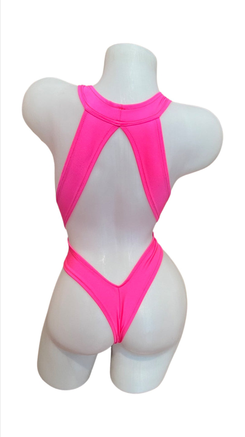 Criss Cross Bodysuit Hot Pink - Model Express VancouverBikini