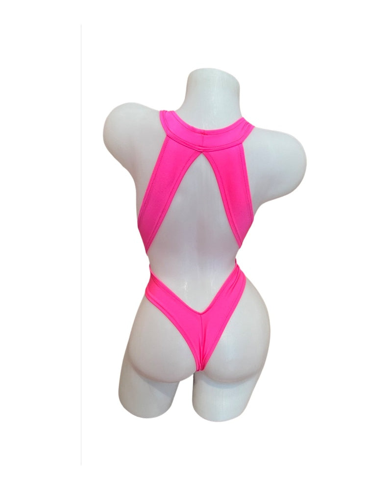 Criss Cross Bodysuit Hot Pink - Model Express Vancouver
