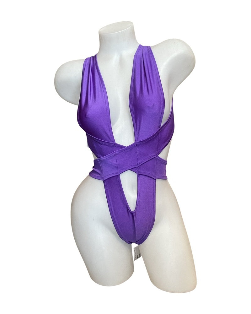 Criss Cross Bodysuit Purple - Model Express Vancouver