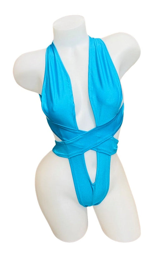 Criss Cross Bodysuit Turquoise - Model Express Vancouver