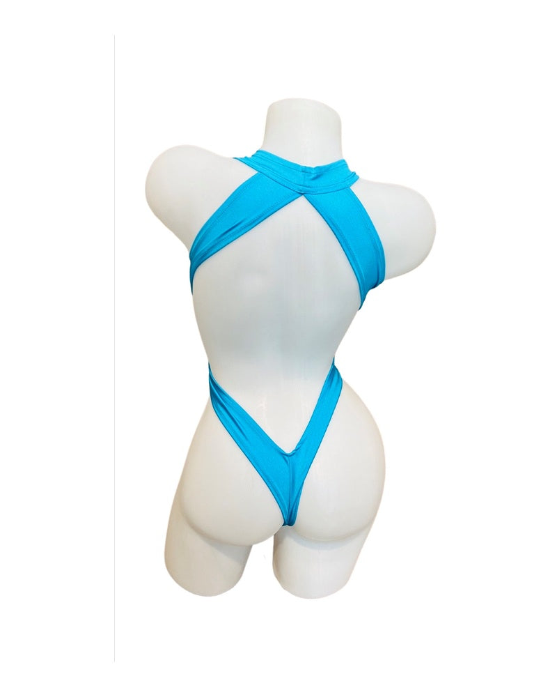 Criss Cross Bodysuit Turquoise - Model Express Vancouver