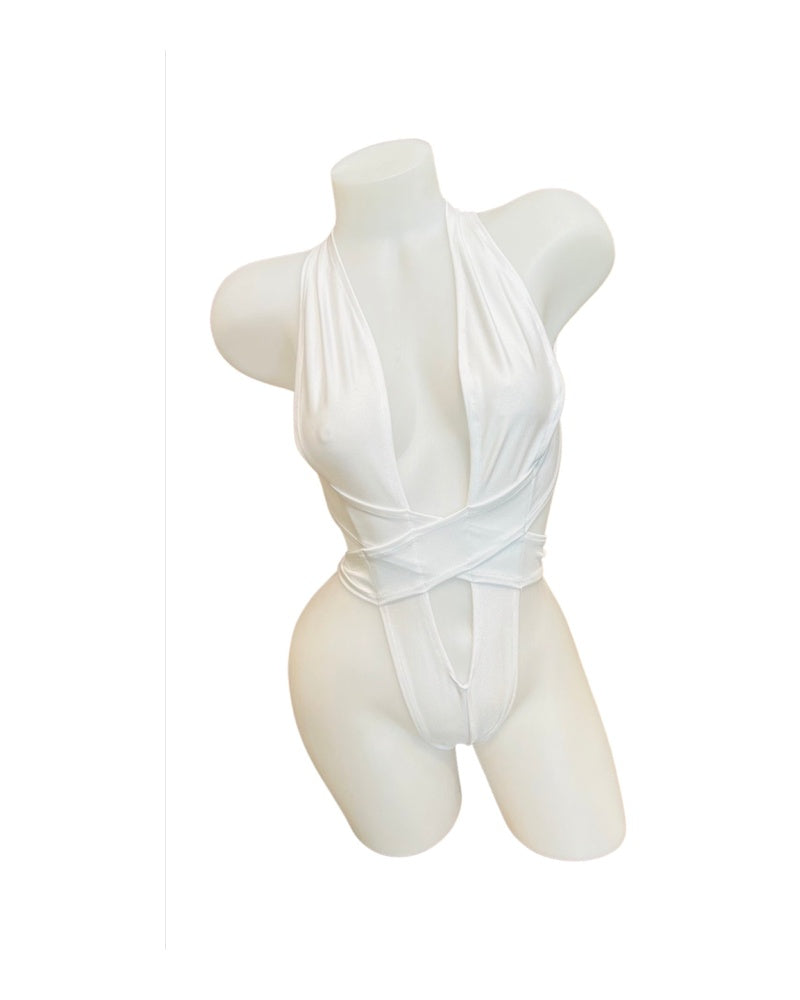 Criss Cross Bodysuit White - Model Express Vancouver