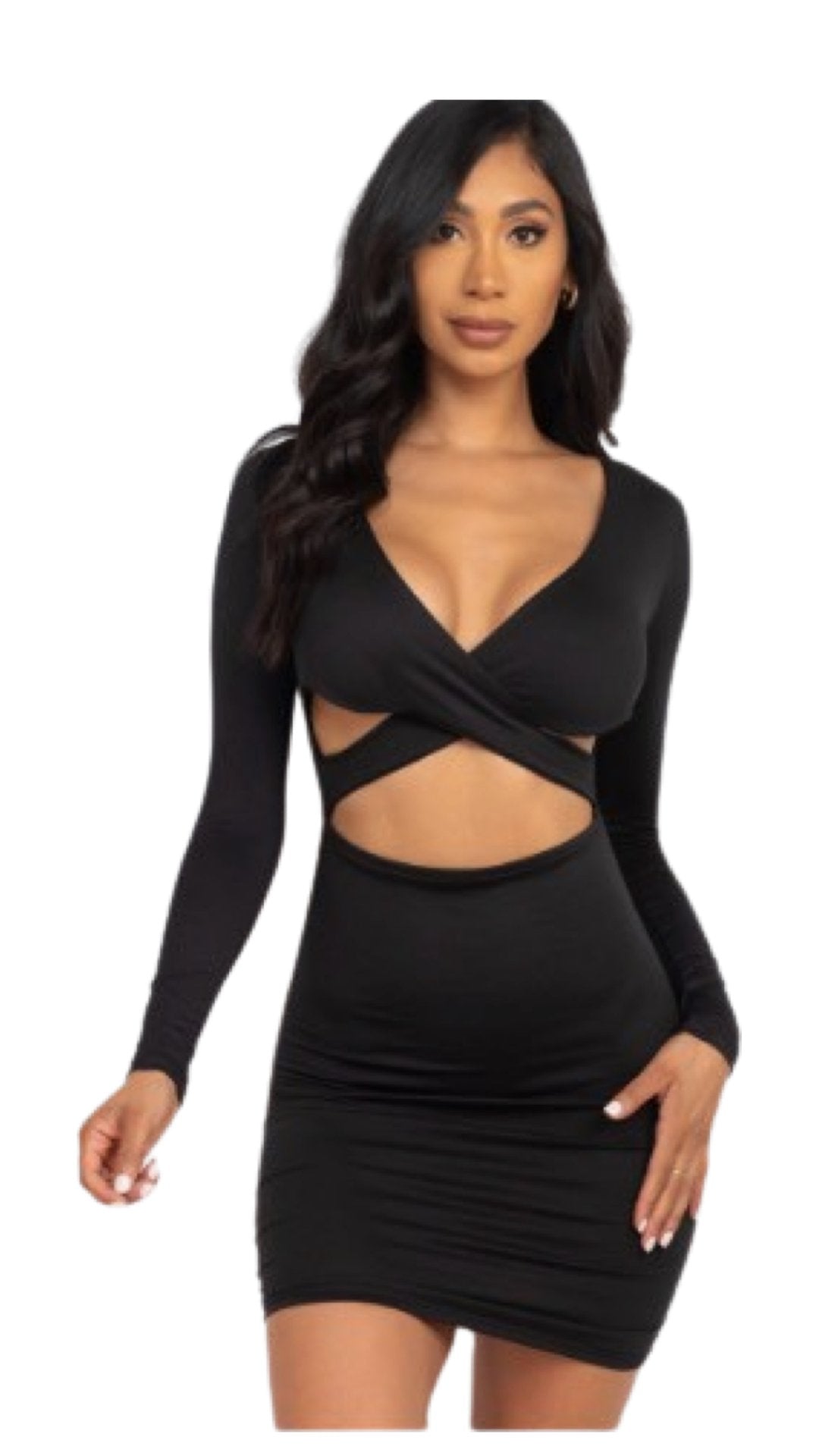 Criss Cross Mini Dress Black - Model Express VancouverClothing