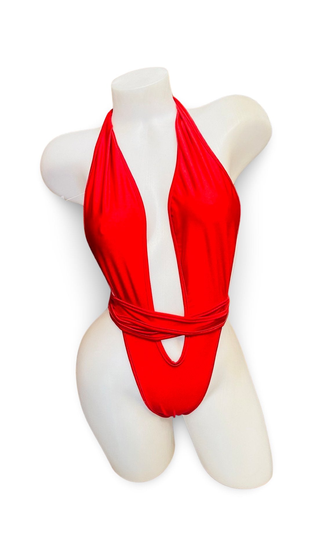 Criss Cross One Piece Wrap Red - Model Express VancouverBikini