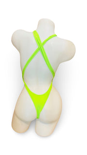 Criss Cross Sling Shot - Neon Green - Model Express VancouverLingerie