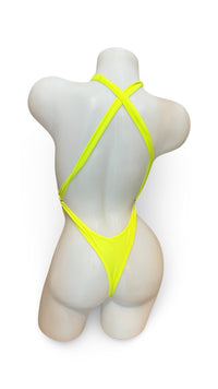 Criss Cross Sling Shot - Neon Yellow - Model Express VancouverLingerie