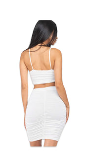 Crop Top and Skirt Set White - Model Express VancouverClothing