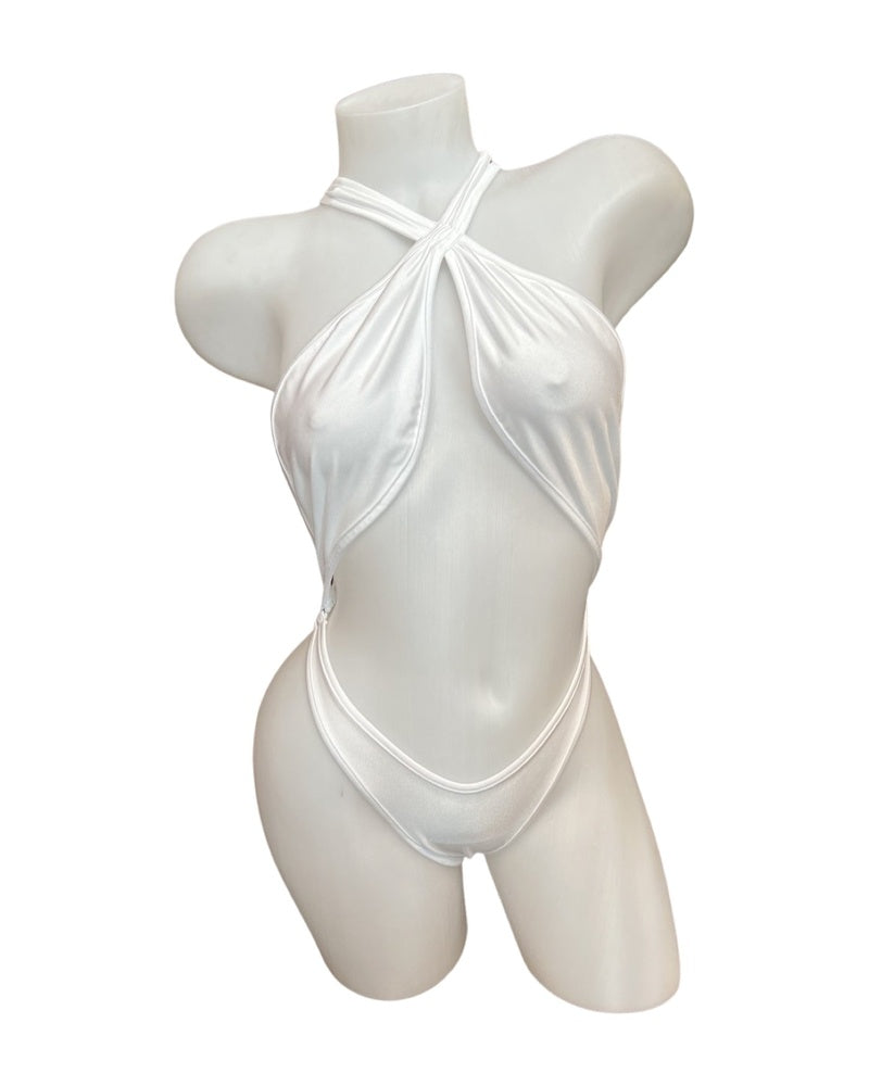 Cross Shoulder Bodysuit White - Model Express Vancouver