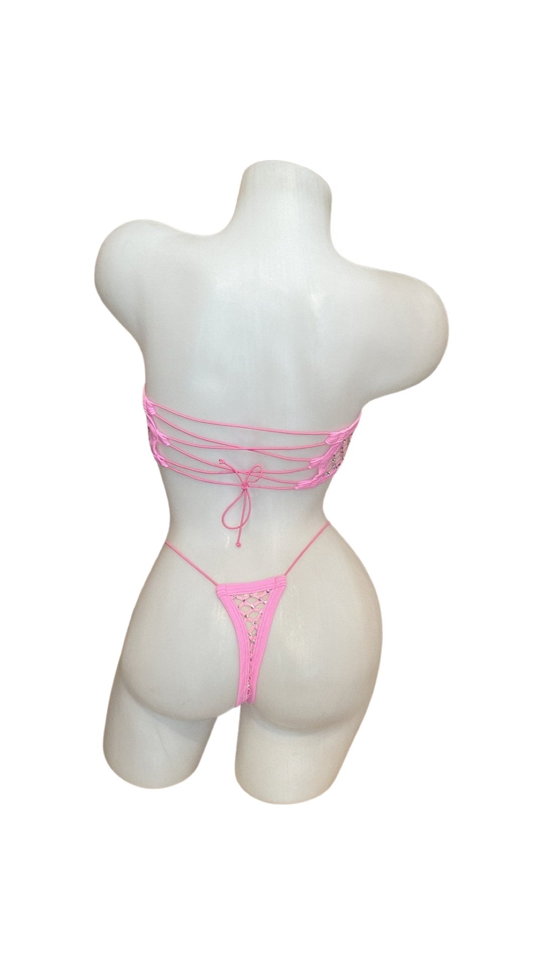 Crystal Bandeau Bikini Set - Baby Pink - Model Express VancouverLingerie