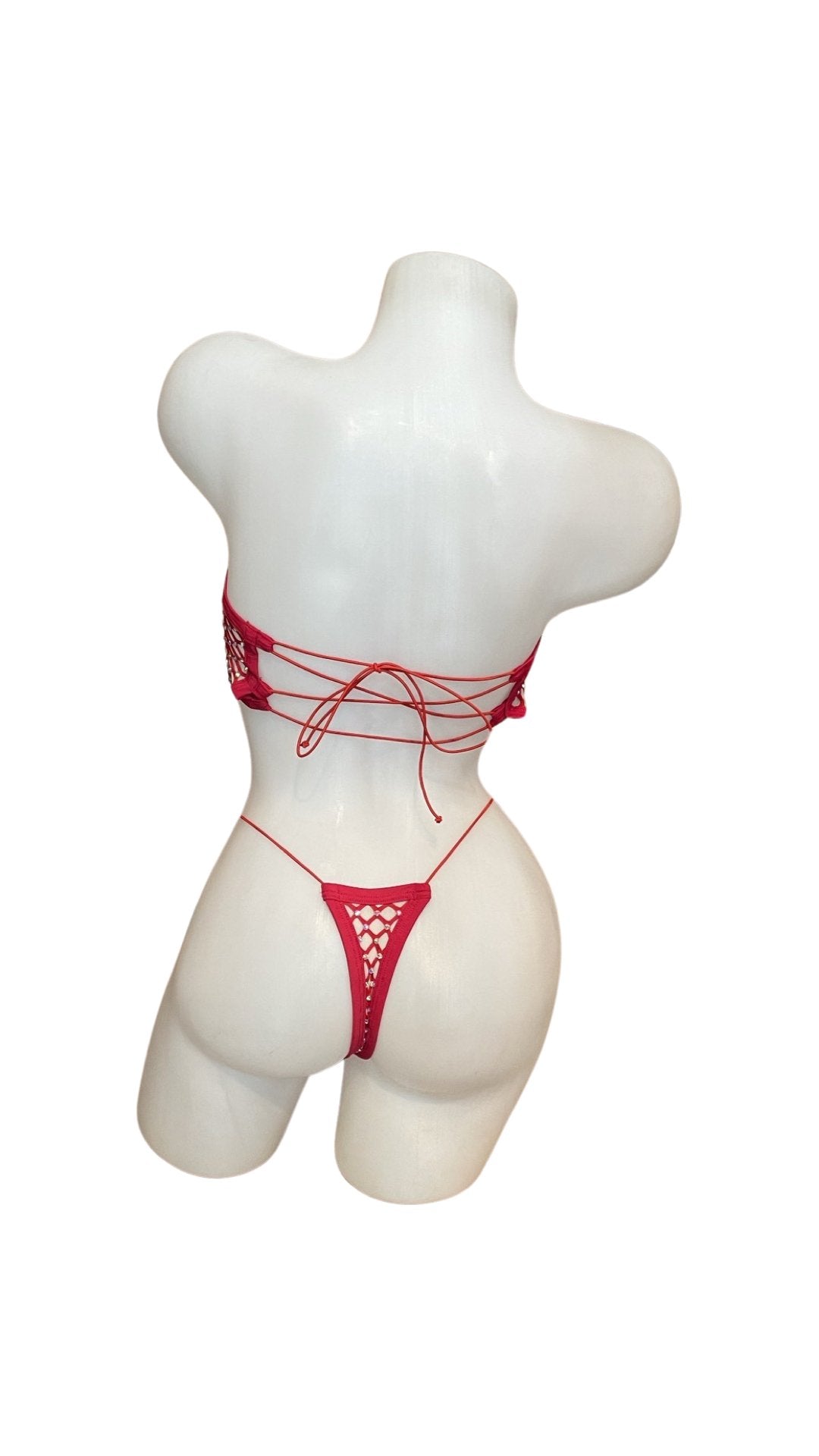 Crystal Bandeau Bikini Set - Red - Model Express VancouverLingerie