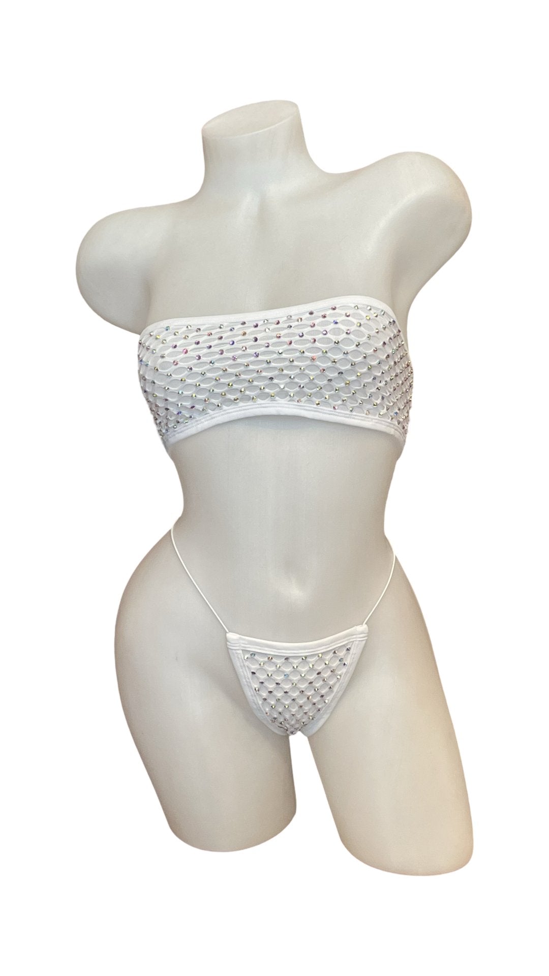 Crystal Bandeau Bikini Set - White - Model Express VancouverLingerie