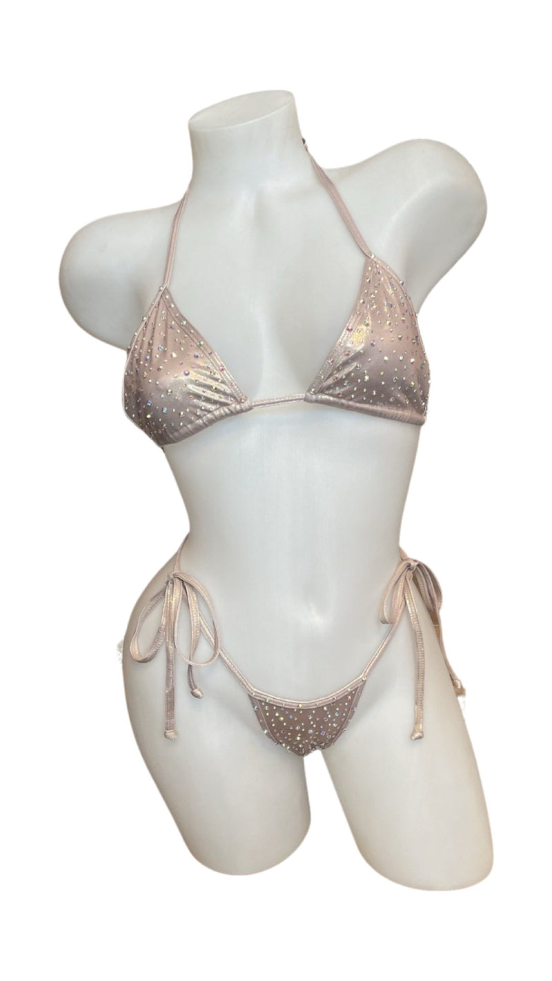 Crystal Fun Tie Bikini Set Champagne - Model Express VancouverLingerie