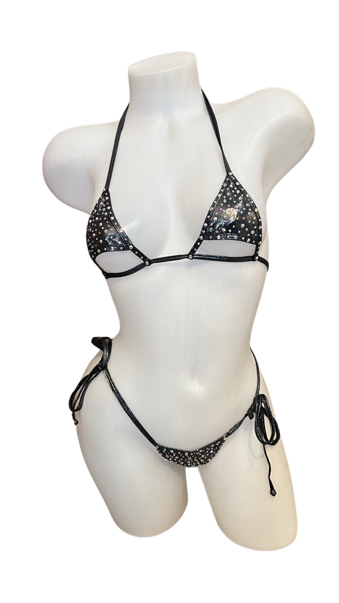 Crystal Under Bust Bikini Gunmetal - Model Express VancouverLingerie