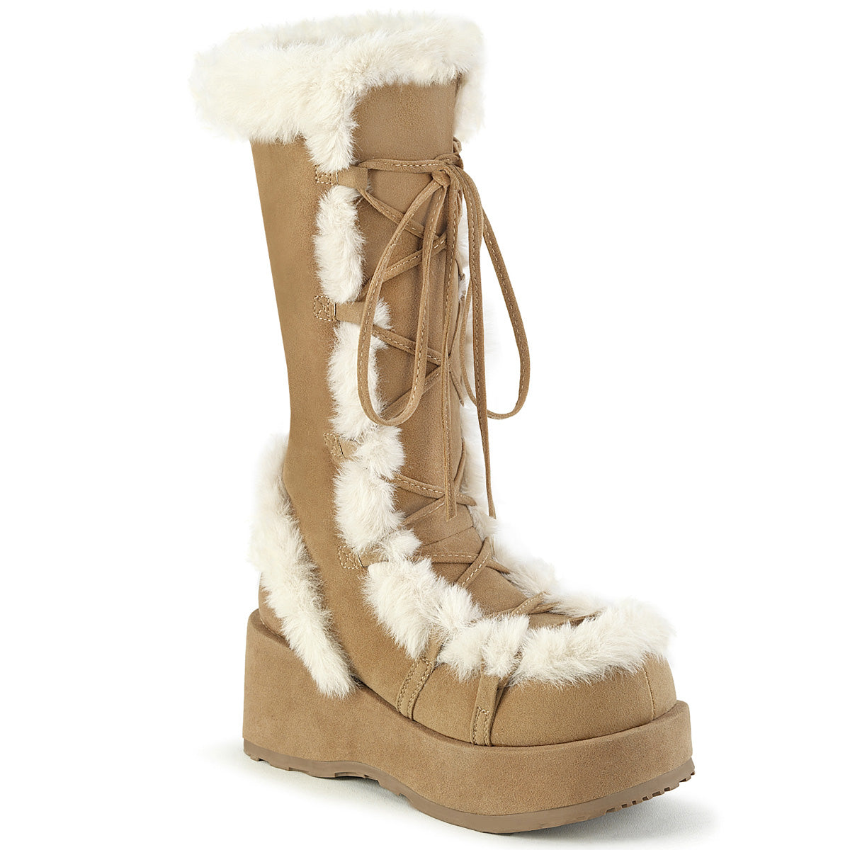 Demonia Cubby-311 - Camel Vegan Suede