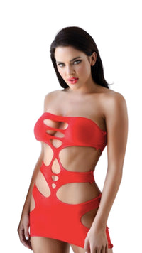 Cut Out Solid Dress Red - Model Express VancouverLingerie