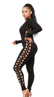 Cutout Side Catsuit Black - Model Express VancouverClothing