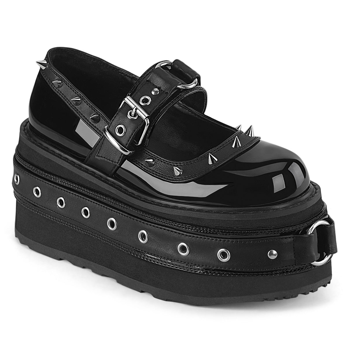 Demonia Damned-20 - Blk Pat-Vegan Leather