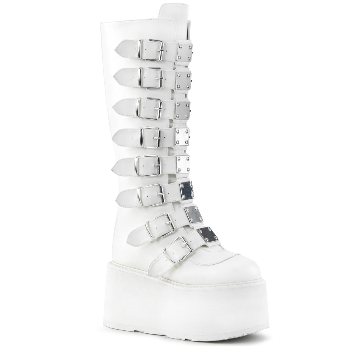 Demonia Damned-318 - Wht Vegan Leather