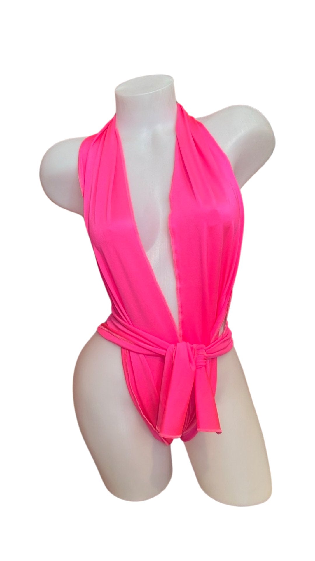 Deep V Booty Wrap - Neon Pink - Model Express VancouverBikini