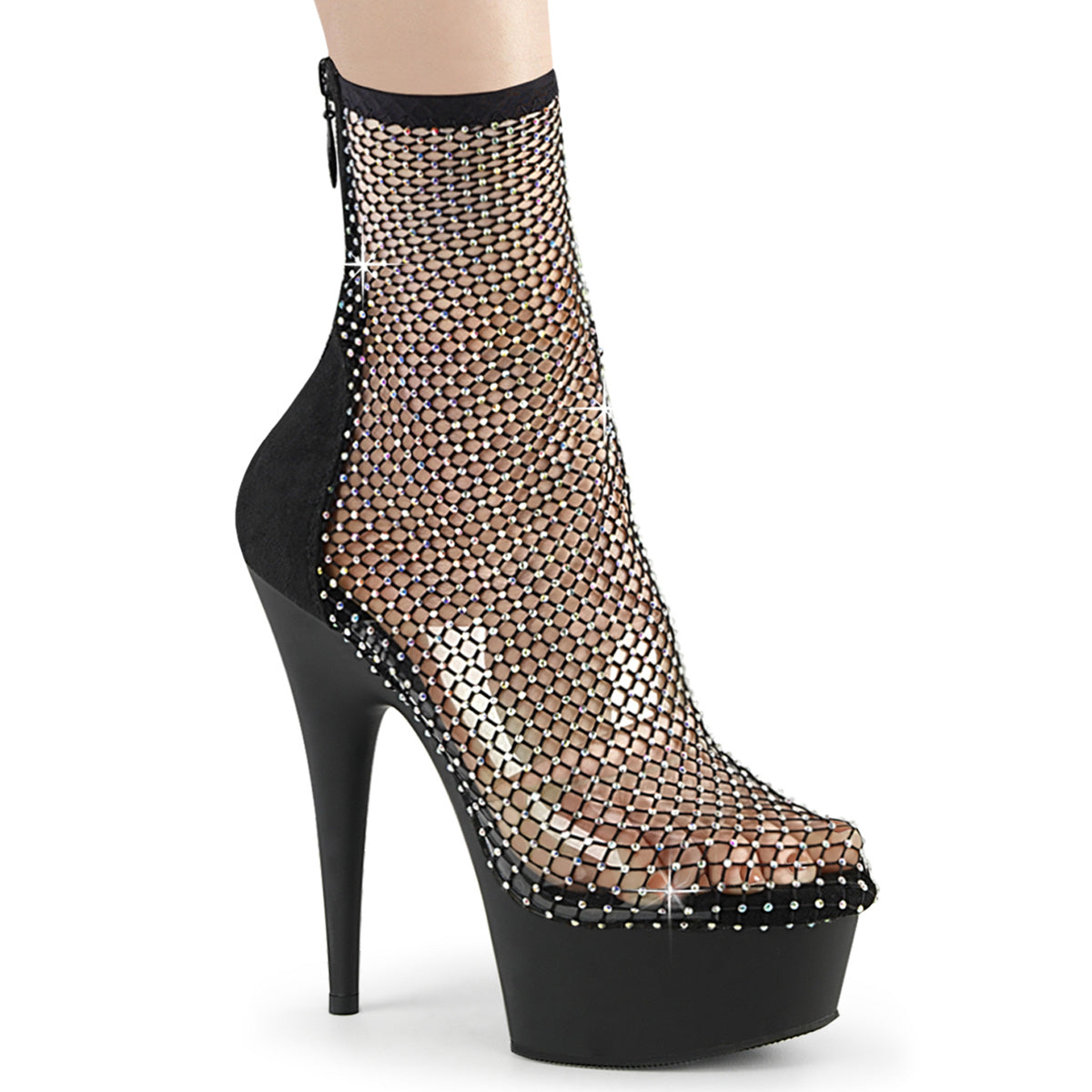 Pleasers Delight-1009 - Blk Faux Suede-RS Mesh/Blk Matte
