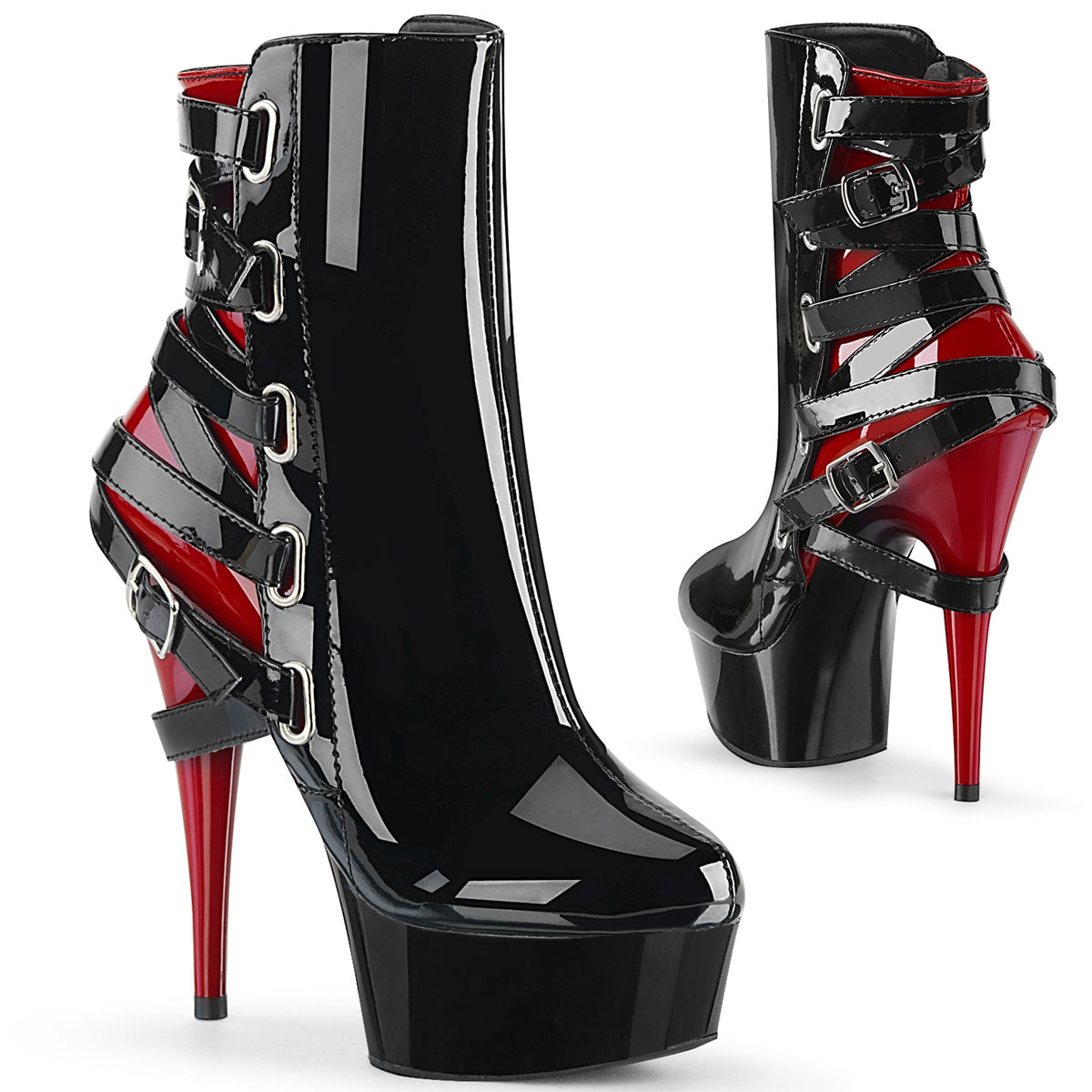 Pleasers Delight-1012 - Blk-Red Pat/Blk-Red