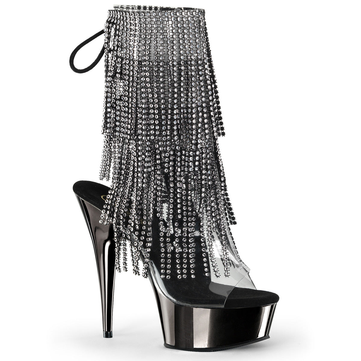 Pleasers Delight-1017Rsf - Clr-Blk/Dark Pewter Chrome