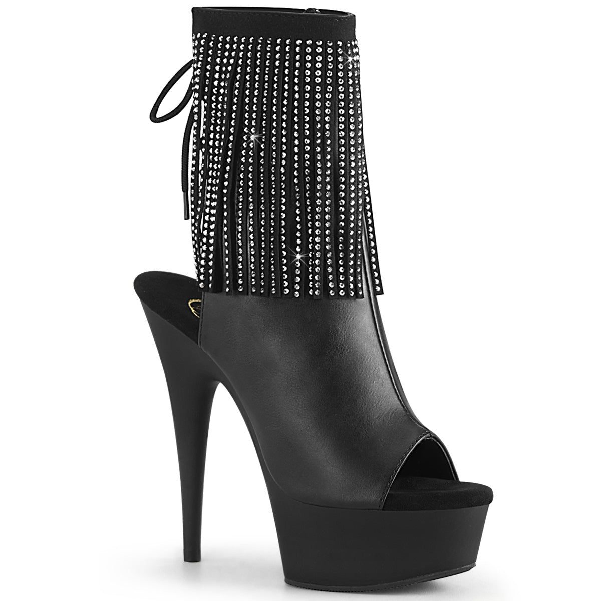 Pleasers Delight-1018Rsf - Blk Faux Leather/Blk Matte