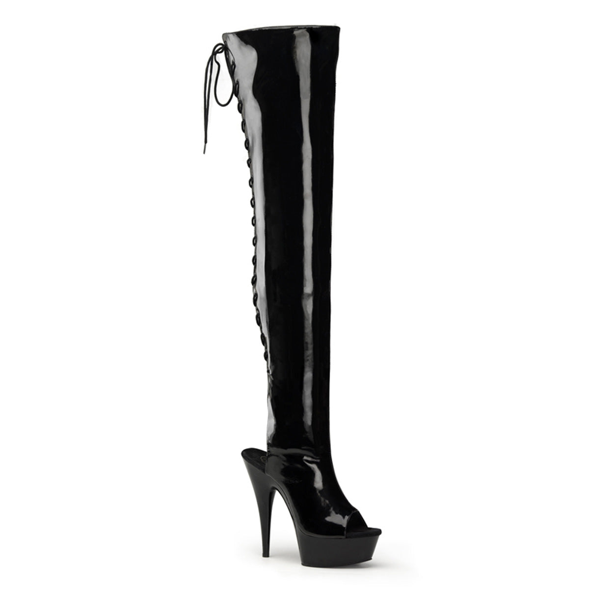 Pleasers Delight-3017 - Blk Str Pat/Blk