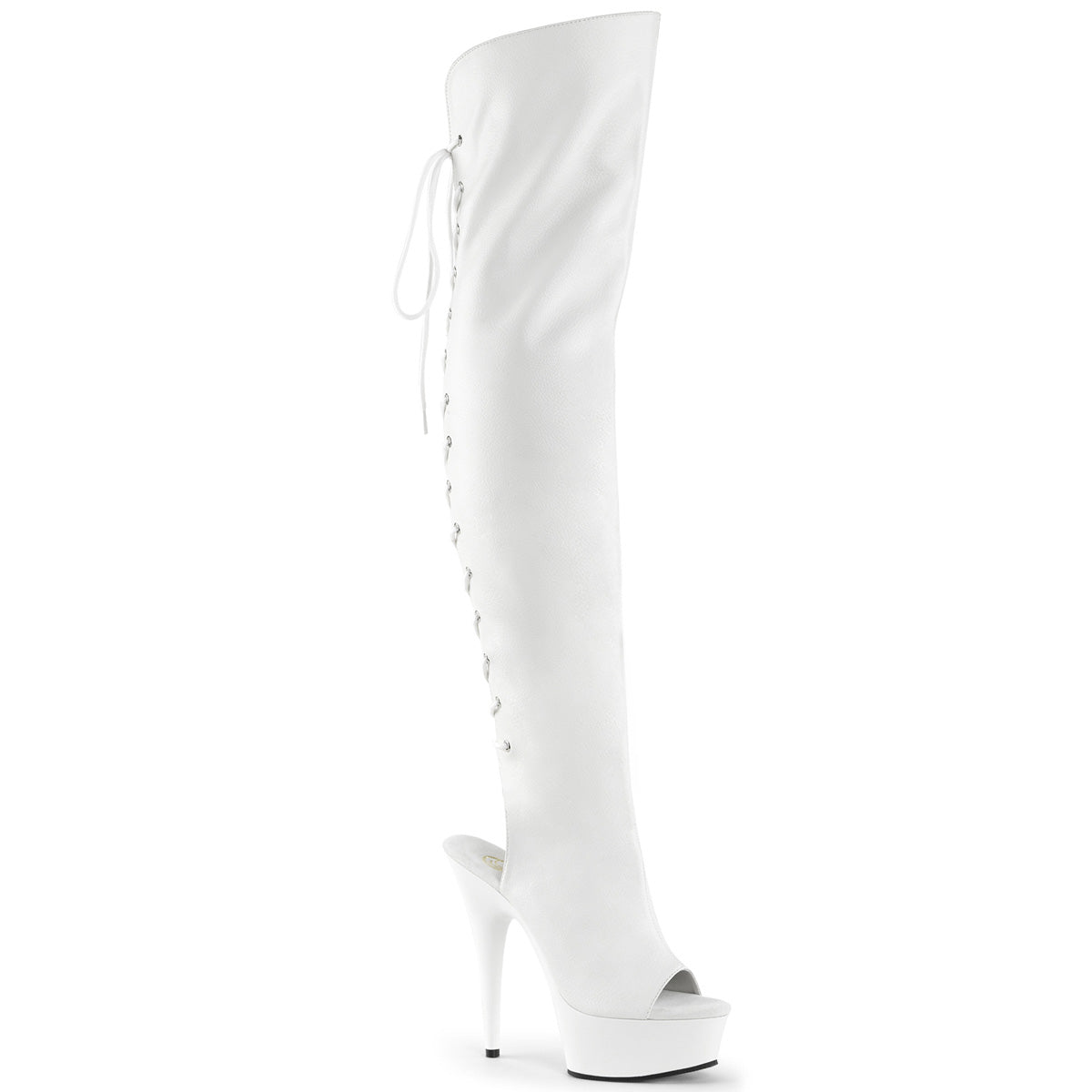 Pleasers Delight-3019 - Wht Faux Leather/Wht