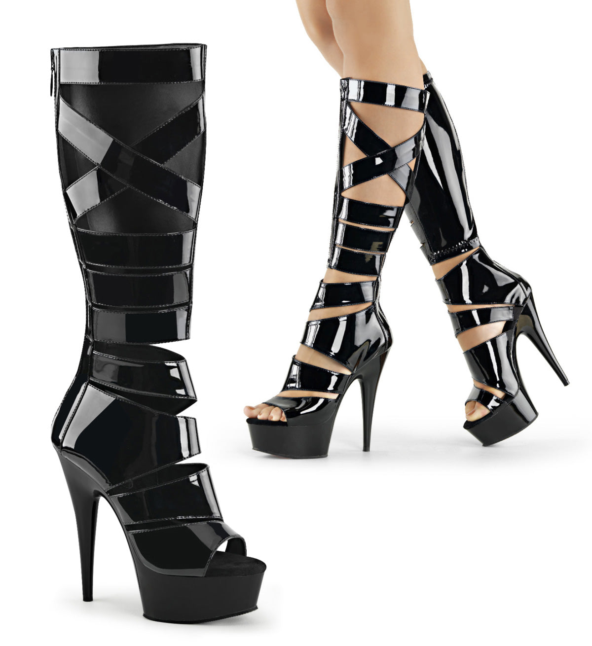 Pleasers Delight-600-49 - Blk Str Pat/Blk