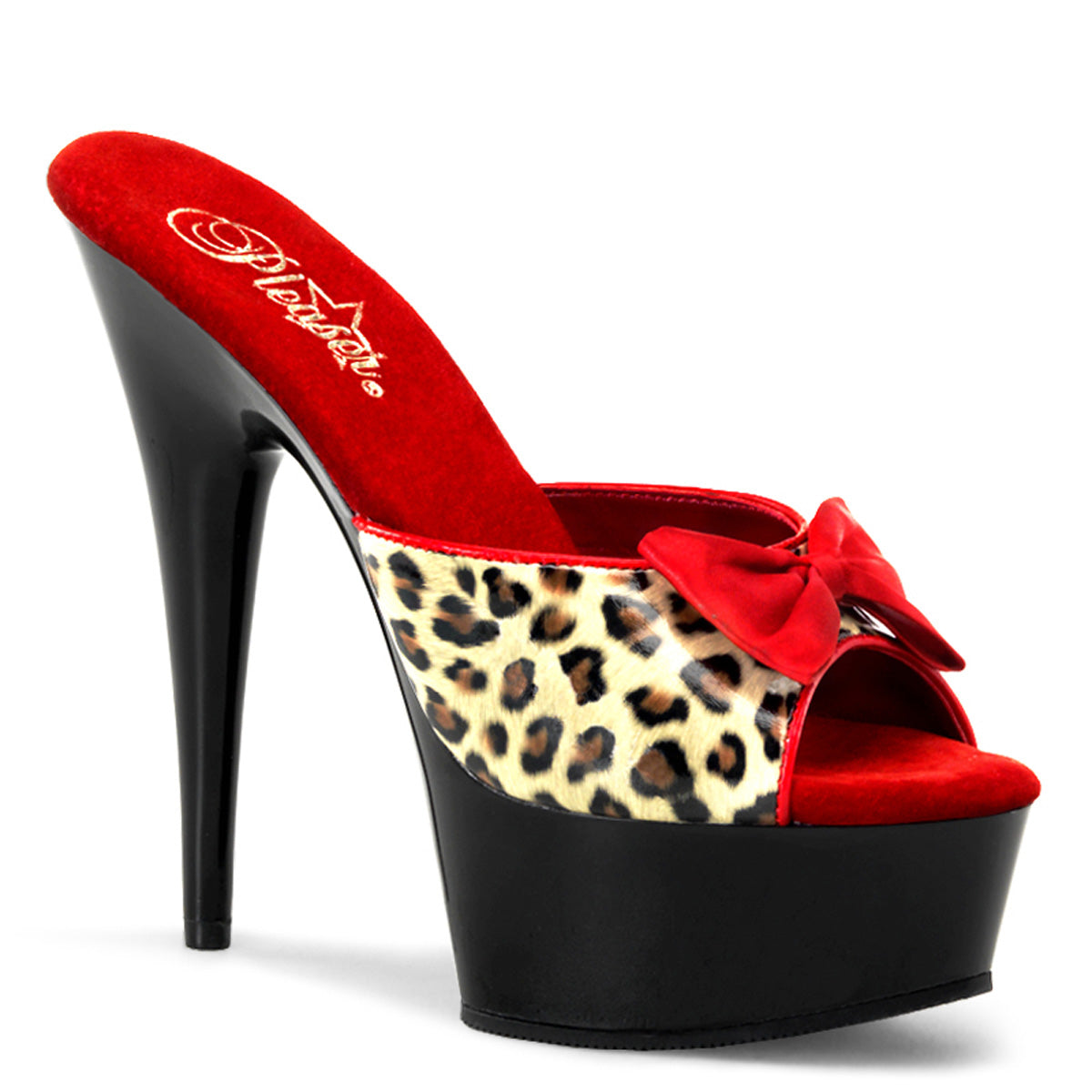 Pleasers Delight-601-6 - Tan Leopard Print Faux Leather/Blk