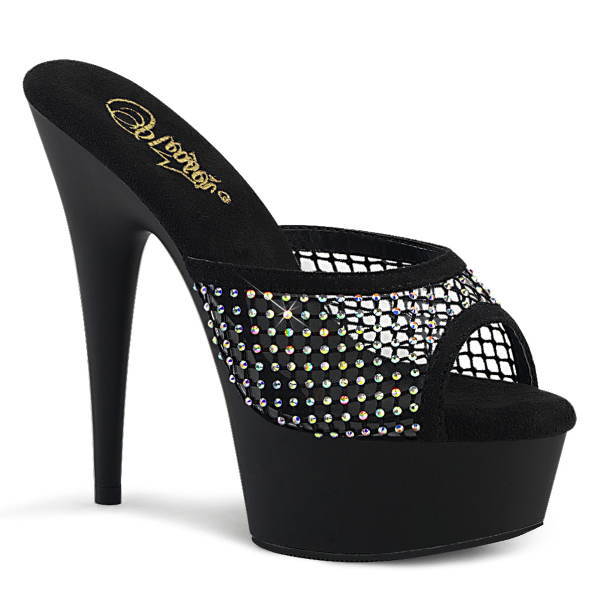 Pleasers Delight-601-6Rm - Blk Faux Suede-RS Mesh/Blk Matte