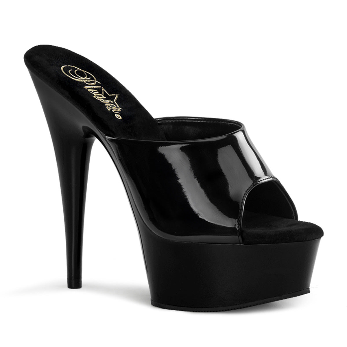 Pleasers Delight-601 - Blk Pat/Blk