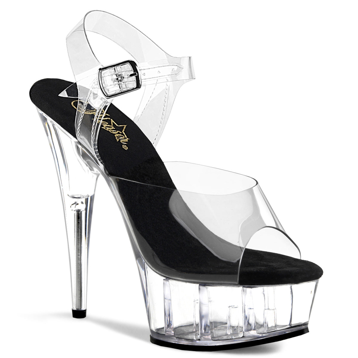 Pleasers Delight-608 - Clr-Blk/Clr