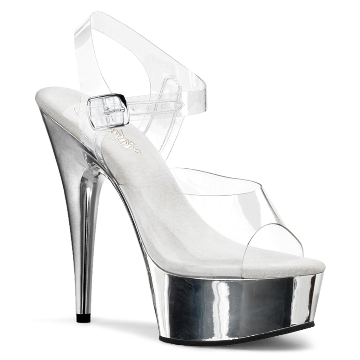 Pleasers Delight-608 - Clr/Slv Chrome