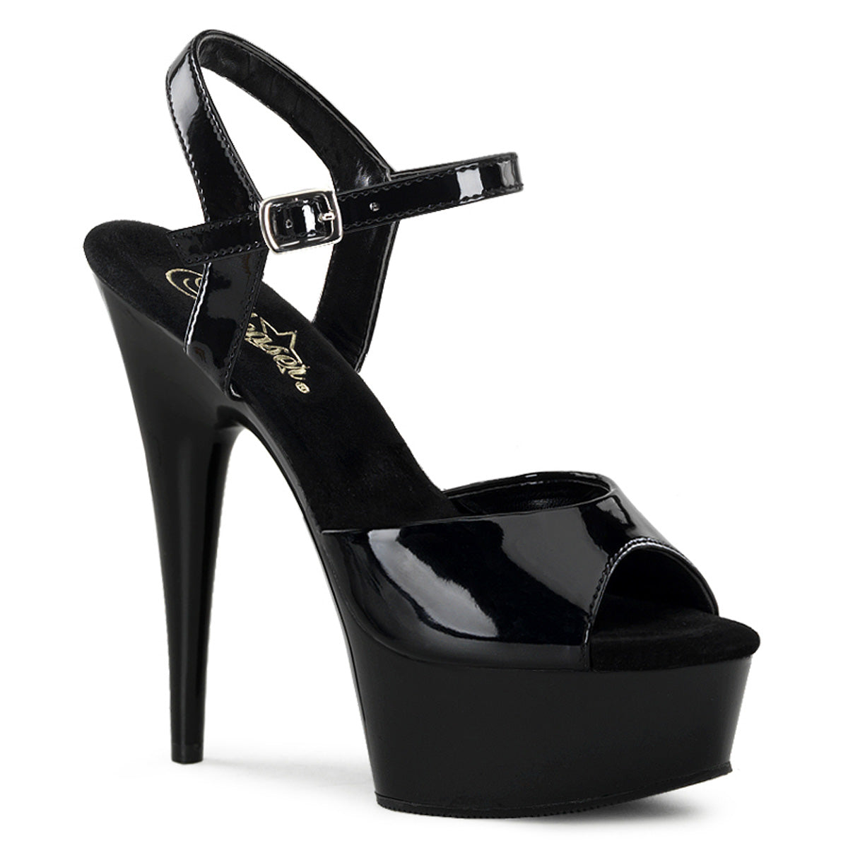 Pleasers Delight-609 - Blk Pat/Blk