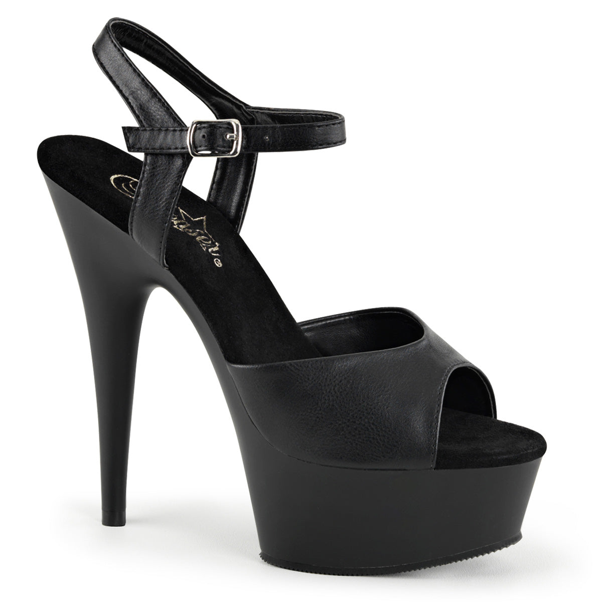 Pleasers Delight-609 - Blk Faux Leather/Blk Matte