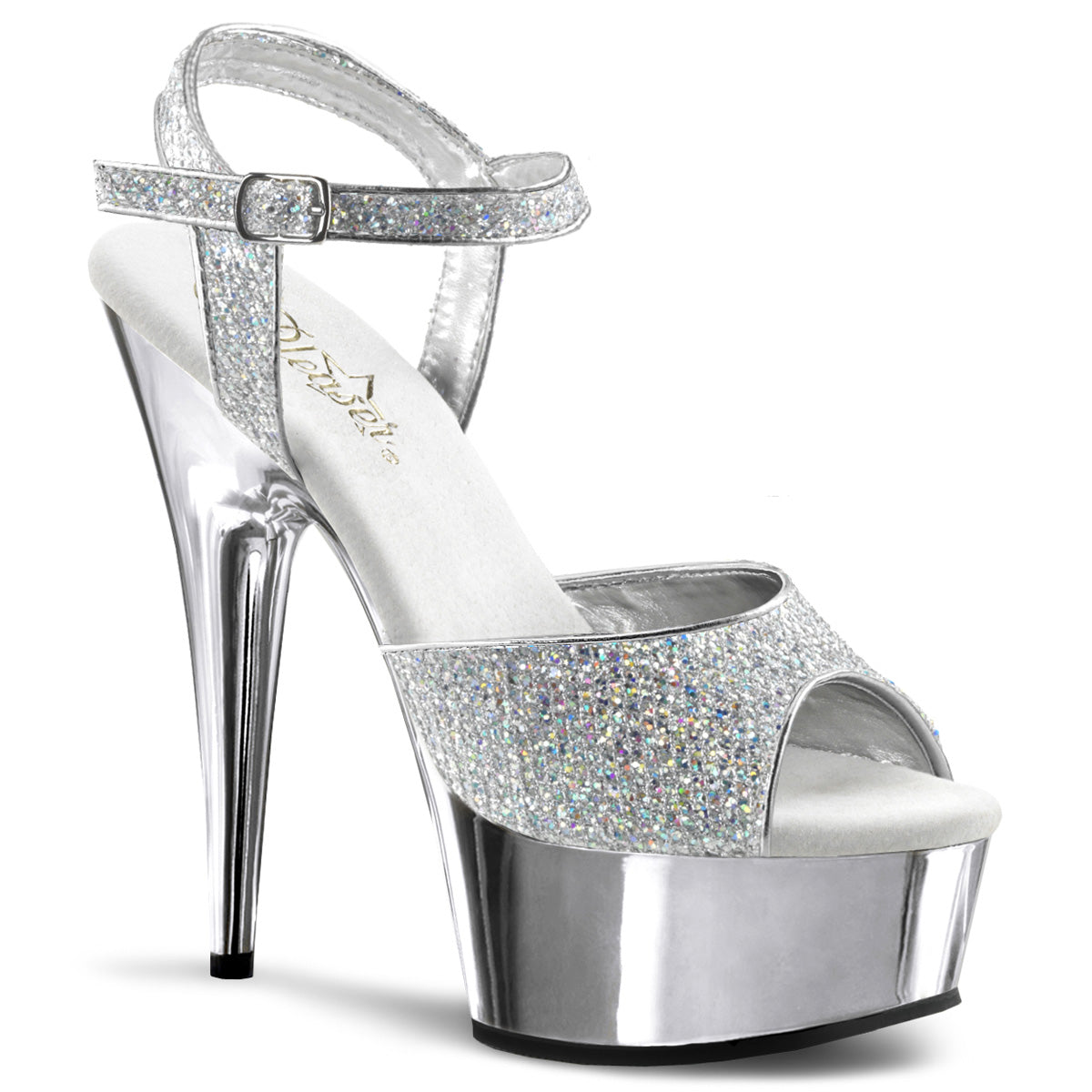 Pleasers Delight-609G - Slv Multi Gltr/Slv Chrome