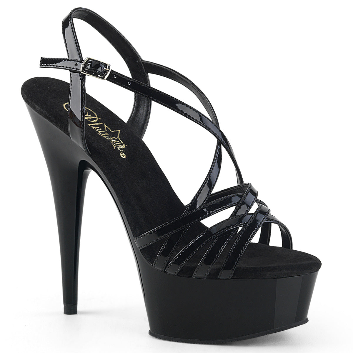 Pleasers Delight-613 - Blk Pat/Blk