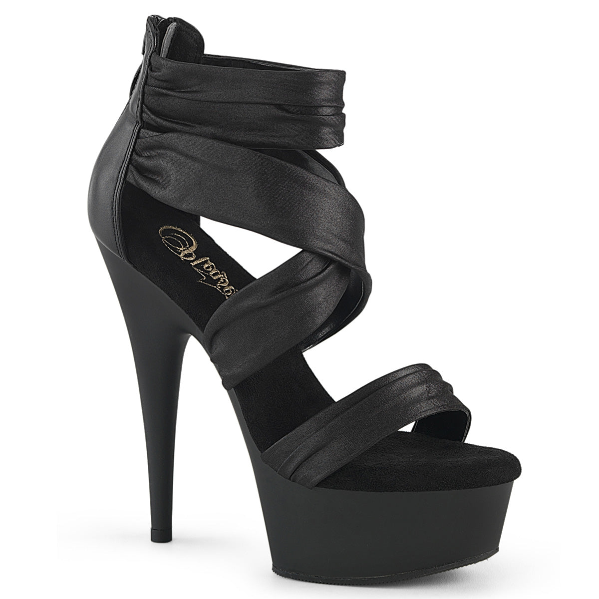 Pleasers Delight-620 - Blk Faux Le-Fabric/Blk Matte