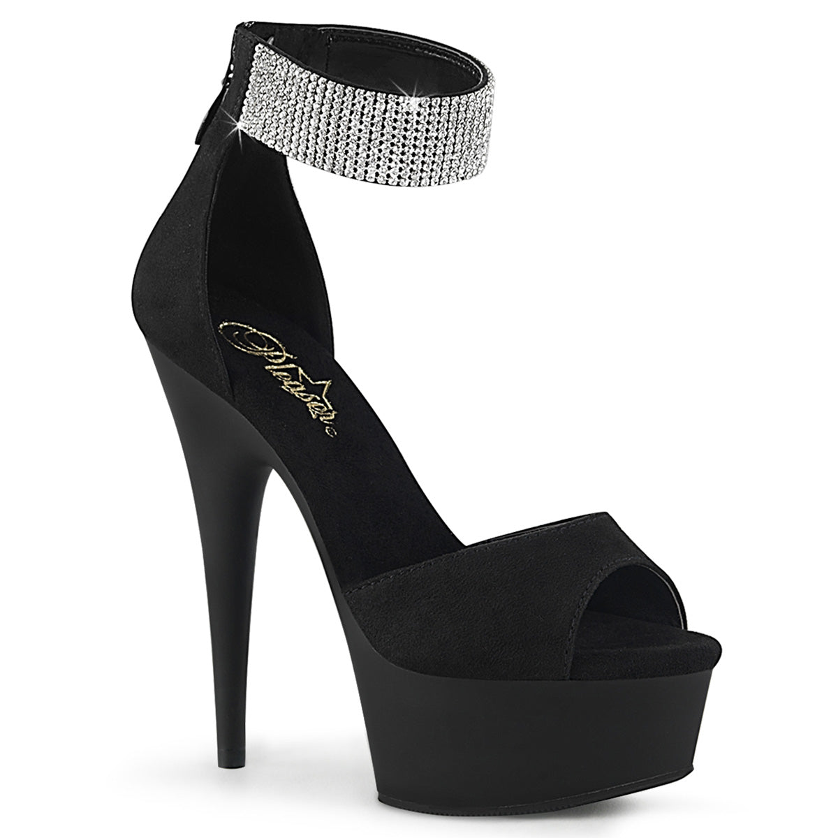Pleasers Delight-625 - Blk Faux Suede/Blk Matte