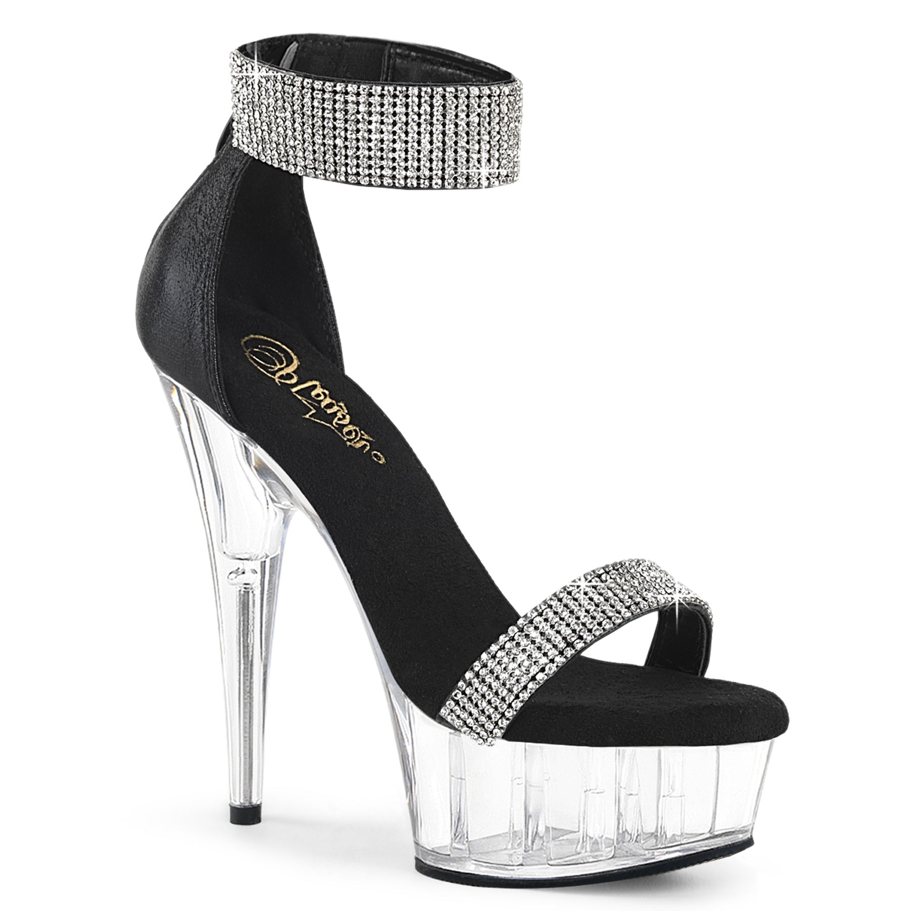 Pleasers Delight-641 - Blk Shimmery Fabric/Clr
