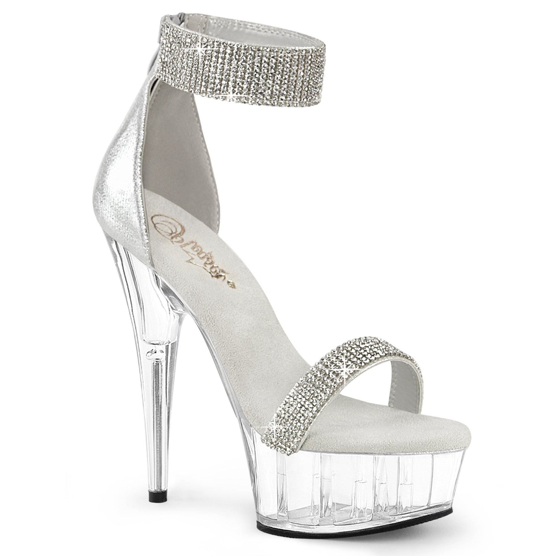 Pleasers Delight-641 - Slv Shimmery Fabric/Clr