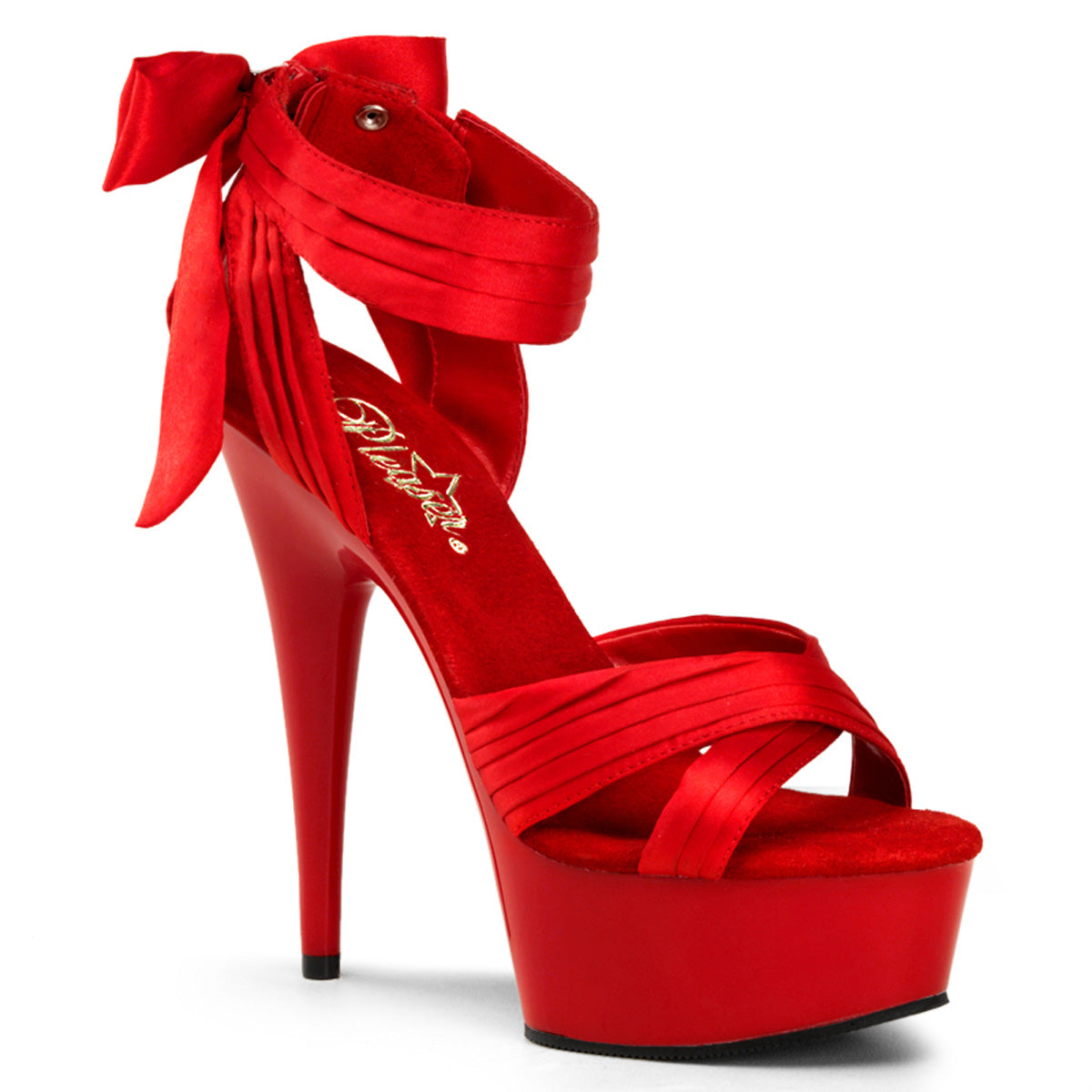 Pleasers Delight-668 - Red Satin/Red