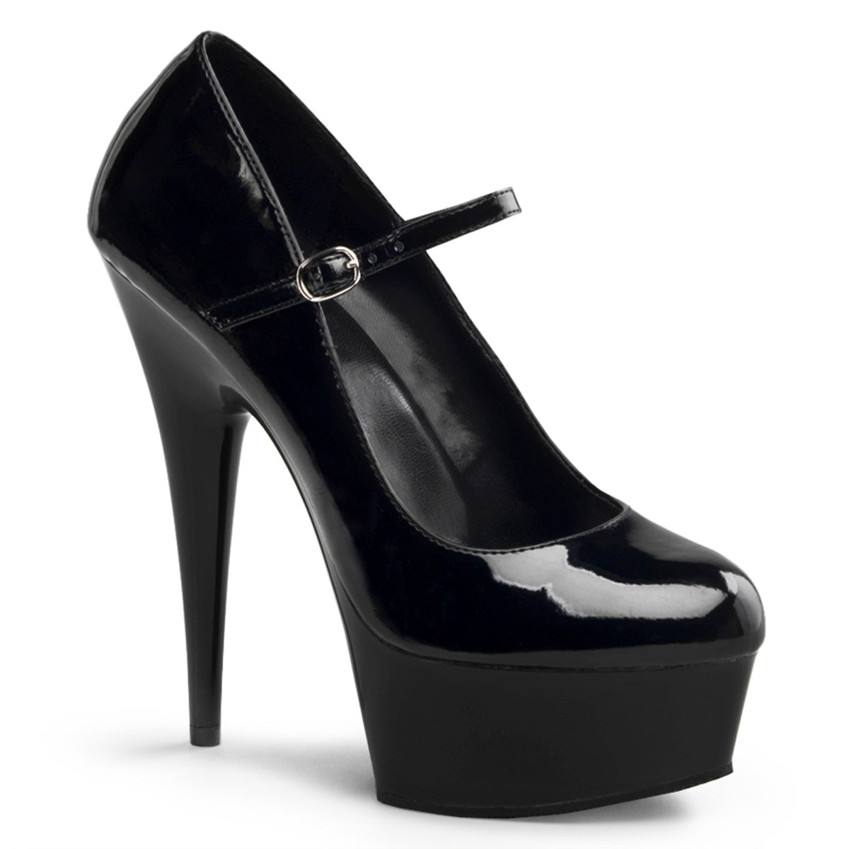 Pleasers Delight-687 - Blk Pat/Blk
