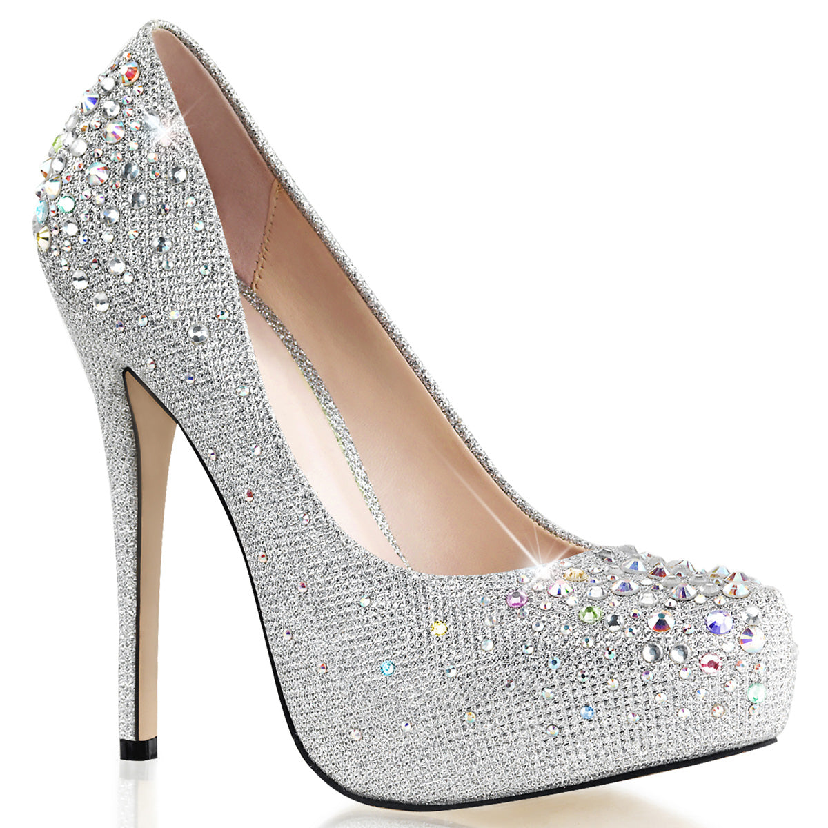Fabulicious Destiny-06R - Slv Glitter Mesh Fabric