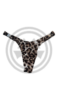 Detachable T-Back Thong with Clips - Leopard - Model Express VancouverBikini